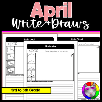 Preview of April Directed Drawing and Writing Worksheets Write & Draws 3rd-5th Grade