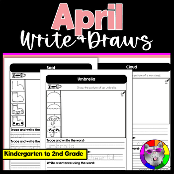 Preview of April Directed Drawing and Writing Worksheets Write & Draws K-2nd Grade