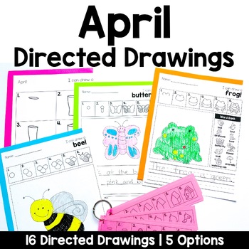 Preview of April Directed Drawings with Shapes | Spring