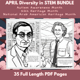 April Coloring Page Poster & April Bulletin BUNDLE: Divers