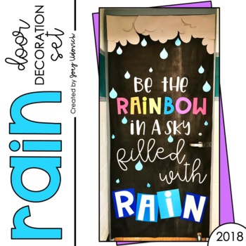 Preview of Door Decor or Bulletin Board: Rain (PRINT & ASSEMBLE)