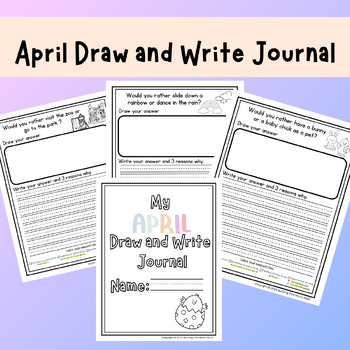 Preview of April Draw and Write Handwriting Journal- Kinder, 1st, 2nd, 3rd, 4th, 5th grade