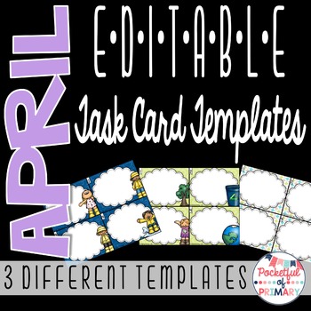 Preview of April EDITABLE Task Card TEMPLATES