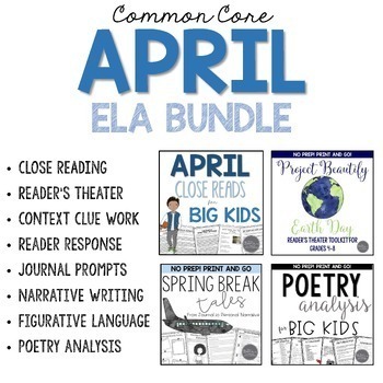 Preview of April ELA Activities Bundle for Middle School
