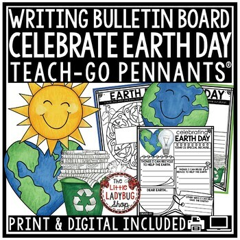 Preview of April Earth Day Writing Prompts Activities Earth Day Bulletin Board Poster