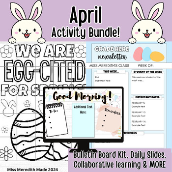 Preview of April | Easter | Activity Bundle | Newsletter, Bulletin Kit, Daily Slides & MORE