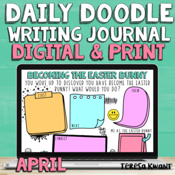 Preview of April Easter Daily Doodle Digital and Print Journal Prompts