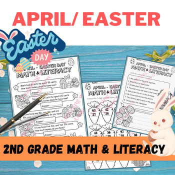 Preview of April/Easter Math & Literacy 2nd Grade No prep Worksheets Activities