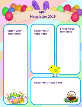 Preview of April Easter Newsletter Editable