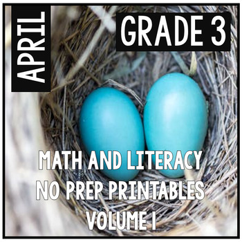 Preview of April Easter Spring Third Grade Math and Literacy NO PREP