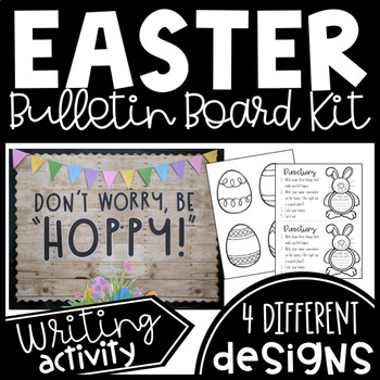Preview of April (Easter-themed) Bulletin Board Kit or Door Decor with Writing Activity