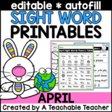 April Editable Sight Word Printables