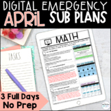 April Emergency Sub Plans Digital No Prep for 3rd and 4th Grade