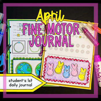 Preview of April FINE MOTOR JOURNAL spring tracing cutting practice Easter Earth Day