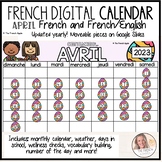 April FRENCH & English Interactive Calendar | Back to Scho