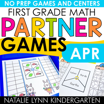 Preview of April First Grade Math Partner Games Spring 1st Grade Math Centers Small Groups