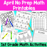 April First Grade No Prep Math Worksheet Packet +TpT EASEL