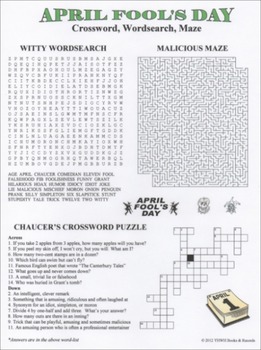 Preview of April Fool's Day Crossword Word Search Maze