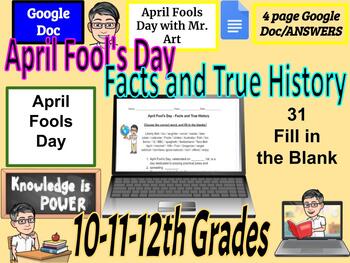 Preview of April Fool's Day - Facts and True History - 10-12th grades - 31 Fill-In-Blank