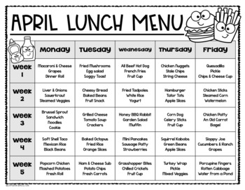April Fool's Day Prank Fake Lunch Menu Handout EDITABLE by Cameron ...