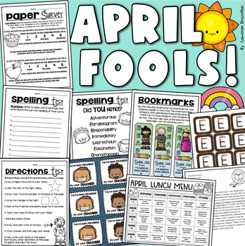Preview of April Fool's Day Prank Following Directions Spelling Test BUNDLE
