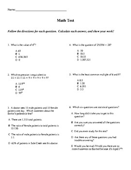 Preview of April Fool's Math Test