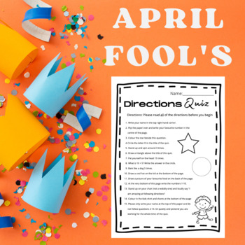 April Fools Day Directions Quiz by Learning with Ms Lane TpT