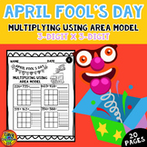 April Fools' Day Math Worksheets 3 by 3 Digit Multiplication Using Area Model
