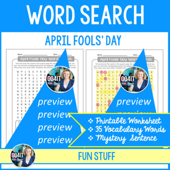 Skæbne Gurgle Sælger April Fools' Day Print Word Search Puzzle Worksheet | Vocabulary | Fun Stuff