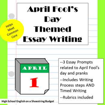 Preview of April Fool's Day Themed Essay Writing, w Rubrics & Printables
