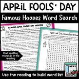 April Fools Reading Passage Word Search - Find Spelling Mi
