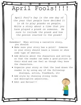 Preview of April Fool's Day Writing Prompt