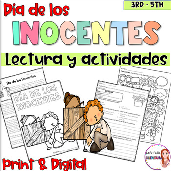 Preview of April Fools Day reading in Spanish - Dia de los Inocentes - Activities - pranks