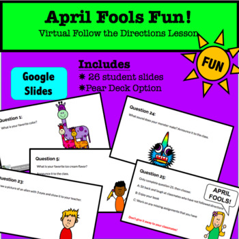 April Fools Following the Directions Lesson by Miss Horrible TPT