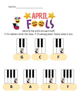 Preview of April Fools Music Notes White Keys