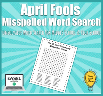 Preview of April Fools Word Search for High School and Middle School