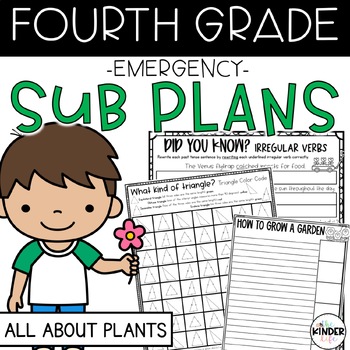 Preview of April Fourth Grade Emergency Sub Plans | Plants | Spring NO PREP Sub Plans 4th