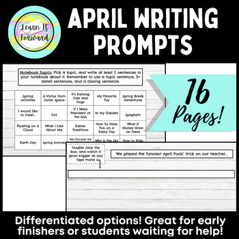 Preview of April Free Writes: Writing Prompts for Early Finishers, Spring Writing