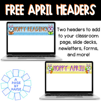 Preview of April Headers to Use in Google Classroom, Forms, Slides