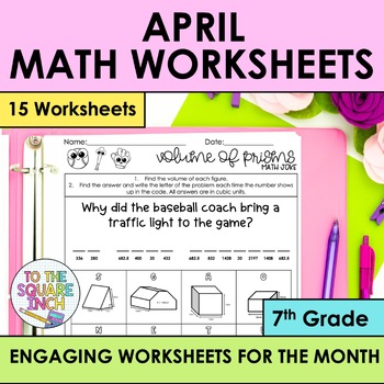 Preview of April Holiday Math Worksheets - 7th Grade - April Fools Day, Earth Day, Baseball