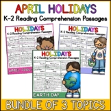 April Holidays K-2 Reading Comprehension Passages Bundle