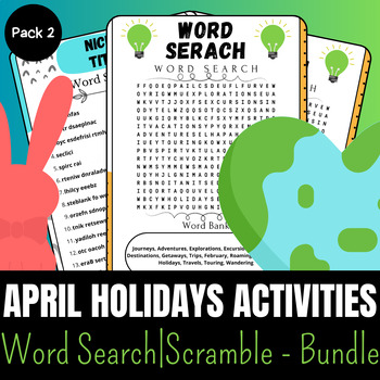 Preview of April Holidays Puzzle Extravaganza : Word Search & Scramble Combo Pack 2
