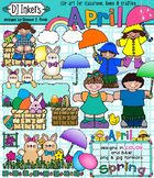April Kids - Clip Art for Spring, Easter and April Showers