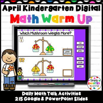 Preview of April Kindergarten Digital Math Warm Up For GOOGLE SLIDES