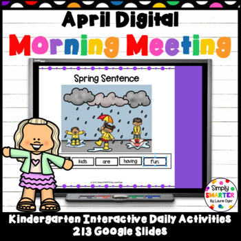 Preview of April Kindergarten Digital Morning Meeting For GOOGLE SLIDES