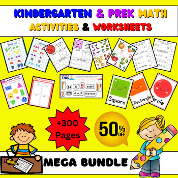 Preview of April Kindergarten Math Activities & Worksheets No PreP Mega BUNDLE (+300 Pages)