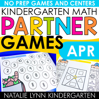 Preview of April Kindergarten Math Partner Games for Spring Math Centers + Small Groups