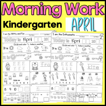 Preview of April Kindergarten Morning Work Math and ELA PDF and Digital
