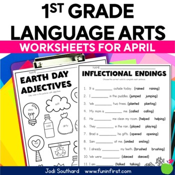 Preview of April Language Arts Worksheets for 1st Grade - Earth Day
