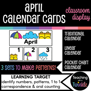 Preview of April Linear Calendar Cards